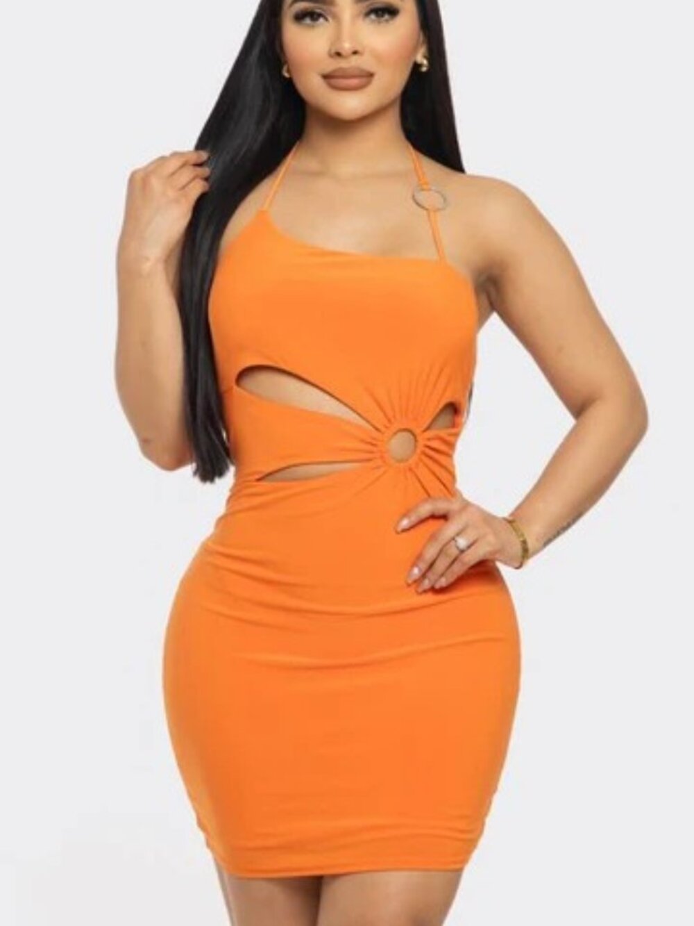 Cut-out Waist Mini Dress